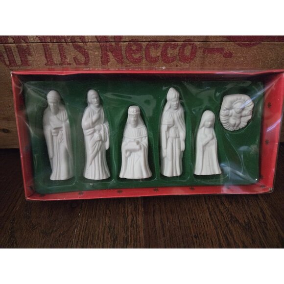 VTG Christmas Nativity 6-pc Set Fine Porcelain Bisque Artmark 1988 TAIWAN in Box - Picture 1 of 7
